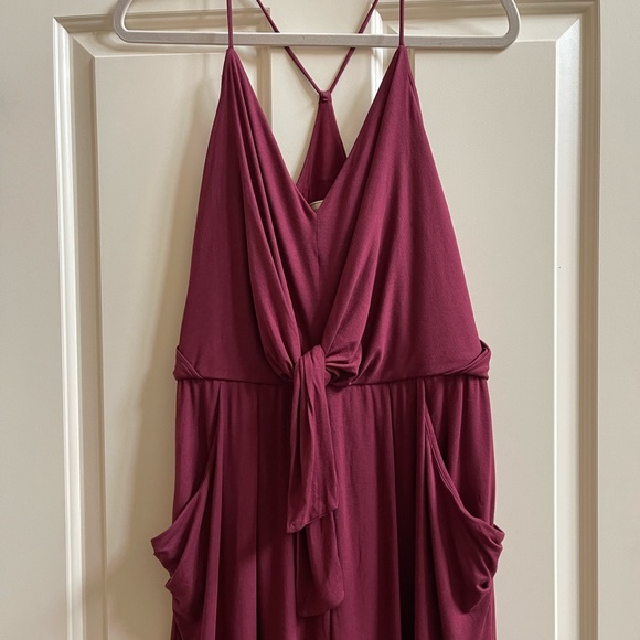 Anthropologie Willa tiefront burgundy jumpsuit - Picture 3 of 9